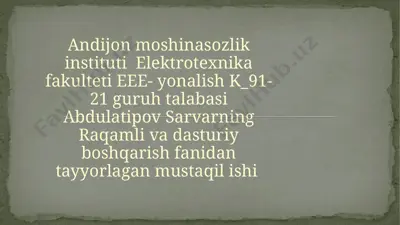 raqamli qurilmalar va ularning ishlash prinsipi — PPTX