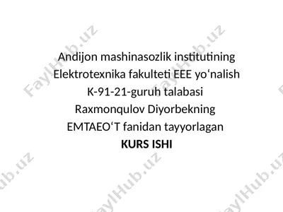 elektromashinasozlikni o'rganish — PPTX
