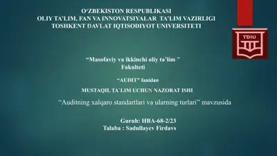 auditning xalqaro standartlari va ularning turlari — PPTX