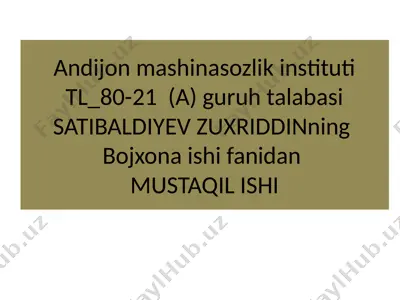 bojxona ishi fanidan mustaqil ish — PPTX