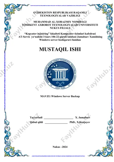 axborot xavfsizligi masalalari va tarmoqlarni boshqarish — DOCX
