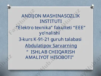 ishlab chiqarish amaliyoti hisoboti — PPTX