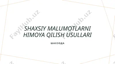 shaxsiy ma'lumotlarni himoya qilish usullari — PPTX