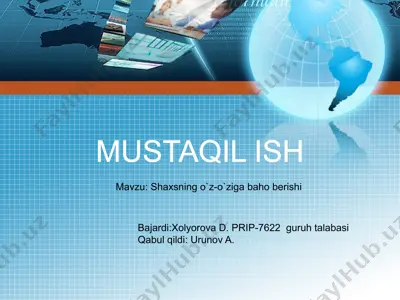 shaxsning o`z-o`ziga baho berishi — PPTX