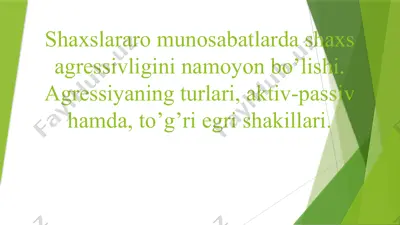 shaxslararo munosabatlarda agressivlik — PPTX