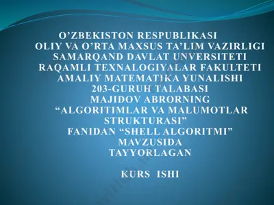 "algoritimlar va malumotlar strukturasi" — PPTX