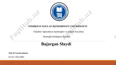 kompaniya strategiyasini ishlab chiqishda menejerlarning masulyati — PPTX