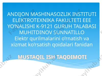 elektr qurilmalarini portlovchi zonalar uchun tanlash — PPTX