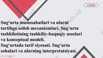 sug'urta munosabatlari va tarif siyosati — PPTX
