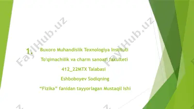 oʻzgaruvchan tok zanjiridagi rezonans hodisalari — PPTX