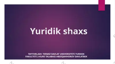yuridik shaxs — PPTX