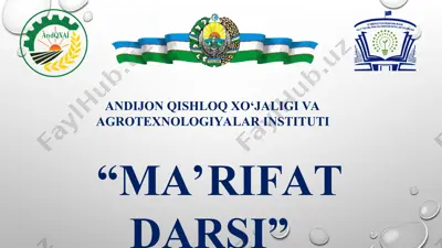 ma'rifat darsi mashg'ulotlari haqida ma'lumot — PPT