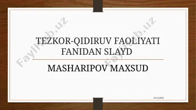 tezkor-qidiruv faoliyati fanidan slayd — PPTX