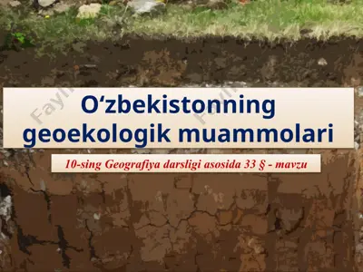 o‘zbekistonning geoekologik muammolari. 10 - sinf — PPTX