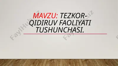 tezkor-qidiruv faoliyati tushunchasi — PPTX