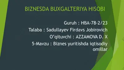 biznesda buxgalteriya hisobi — PPTX