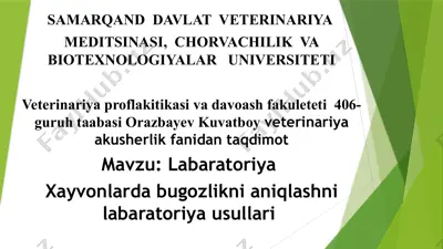 xayvonlarda bug‘ozlikni aniqlash laboratoriya usullari — PPTX