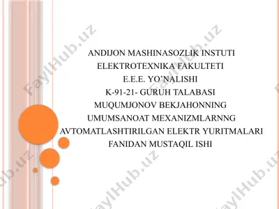 kran mexanizmlari impuls-kalitli boshqariluvchi elektr yuritmalari — PPTX