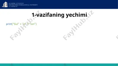 python dasturlash tilida ustozning dars yoki vazifalari — PPTX