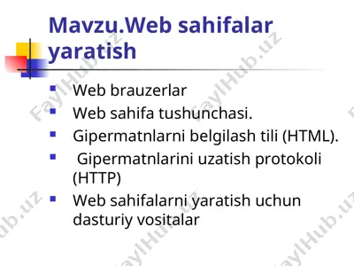 web sahifalar yaratish — PPT
