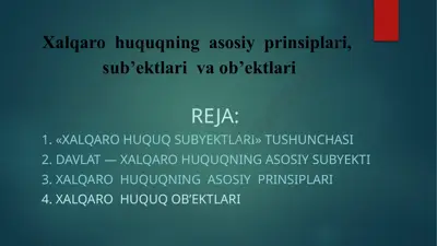 xalqaro huquqning asosiy prinsiplari, sub’ektlari va ob’ektlari — PPTX