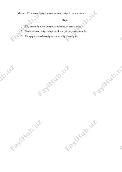 til va madaniyat muloqot madaniyati muammolari — DOCX