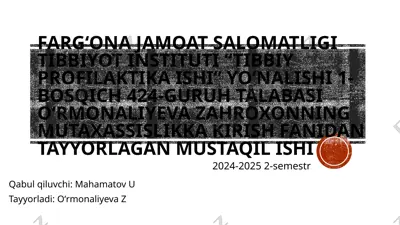 xonalar mikroiqlimi koʻrsatgichlarini aniqlash va gigiyenik baholash asoslari — PPTX