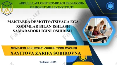 ma'ruzaviy xodimlarni demotivatsiyadan qutqarishning yo'llari — PPTX