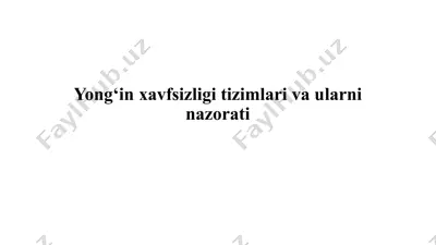 yong'inni oldini olish tizimlari va ular o'rtasidagi nazorat — PPTX