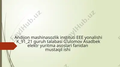 elektr yuritma asoslari fanidan mustaqil ish "sinxron motorning struktura sxemasi va tenglamasi" — PPTX