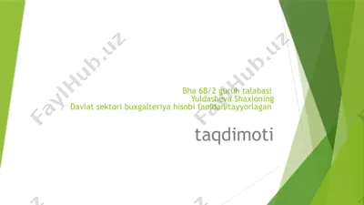 budjet tashkilotlarida buxgalteriya hisobini tashkil elish — PPT
