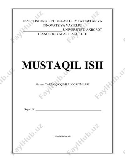 tarmoq oqimi algoritmlari — DOCX