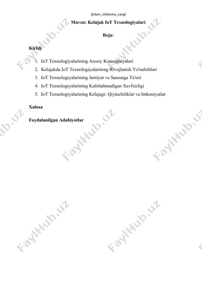 kelejak iot texnologiyalari — DOCX