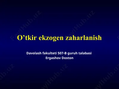 o’tkir ekzogen zaharlanish — PPT
