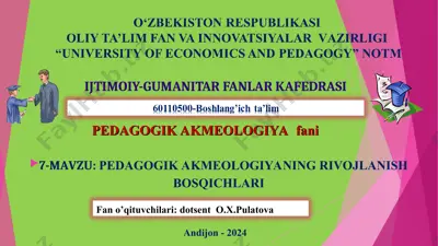 pedagogik akmeologiyaning rivojlanish bosqichlari — PPT