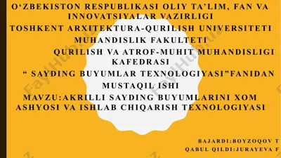 akrilli saydinglar va ishlab chiqarish texnologiyasi — PPTX