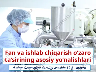 fan va ishlab chiqarish o‘zaro ta’sirining asosiy yo‘nalishlari . 9 - sinf — PPTX