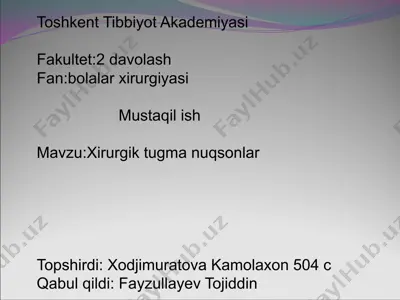 xirurgik tugma nuqsonlar — PPTX