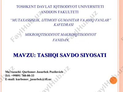 tashqi savdo siyosati — PPT
