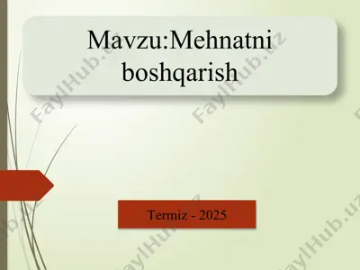 mehnatni boshqarish — PPTX