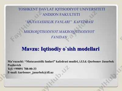 iqtisodiy o`sish modellari — PPT