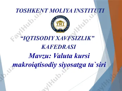 valuta kursi makroiqtisodiy siyosatga ta'siri — PPTX