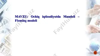 ochiq iqtisodiyotda mandell – fleming modeli — PPTX