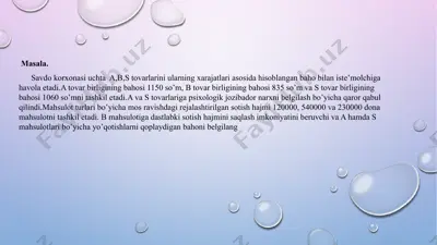 savdo korxonasi uchun tovarlar — PPTX