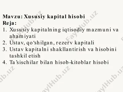 xususiy kapital hisobi — PPTX