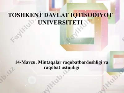 mintаqаlаr rаqоbаtbаrdоshligi vа rаqоbаt ustunligi — PPTX