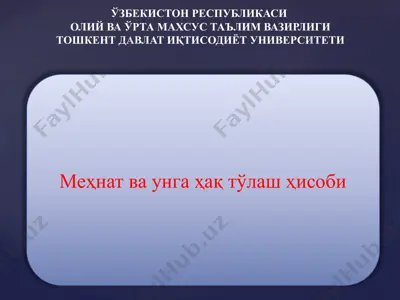 mehnat va unga haq to'lash hisobini tuzish vazifalari — PPTX