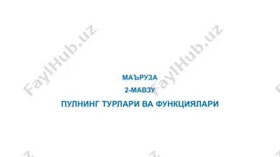 pulning turlari va funksiyalari — PPTX