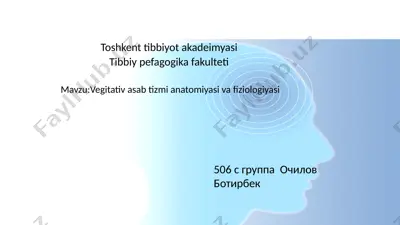 vegetativ asab tizmi anatomiyasi va fiziologiyasi — PPTX
