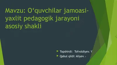 yaxlit pedagogik jarayoni tashkil etishning asosiy prinsiplari — PPTX